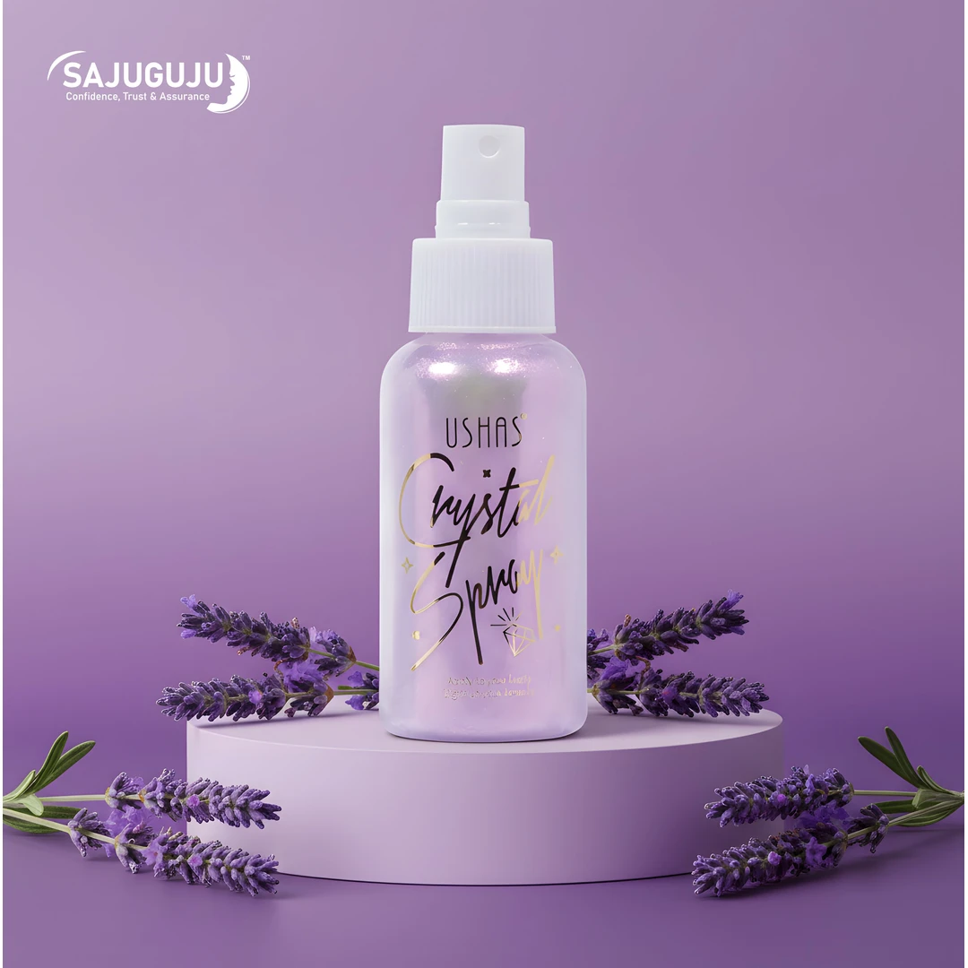 USHAS Crystal Setting Spray: Long-Lasting  Makeup Fixer with Luminous Finish